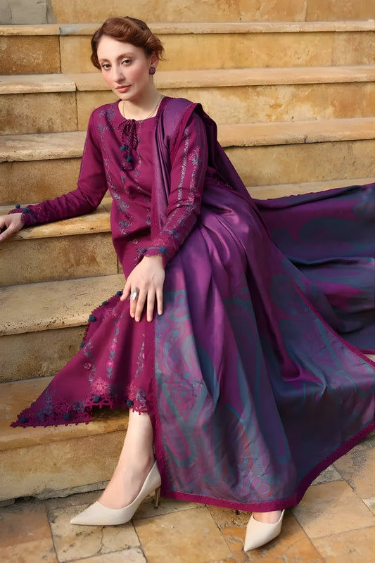Embroidered Dhanak Suit – 3 Piece MB-NRP-005