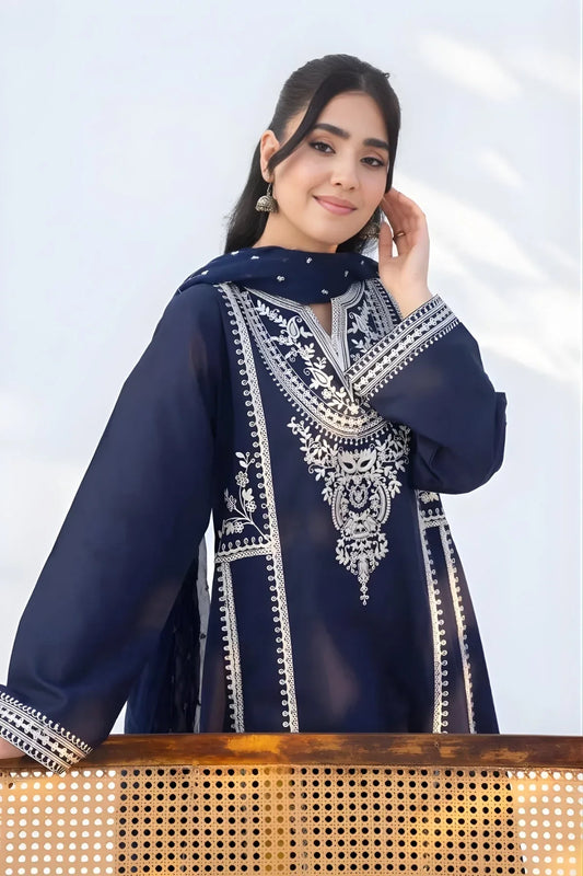 Rozana Embroidered Lawn Suit – 3 Piece (Chiffon Dupatta) MB-NRP-103