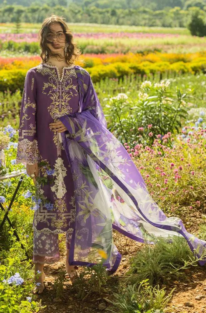 Mushq Embroidered Lawn Suit – 3 Piece (Printed Silk Dupatta) MB-NRP-119