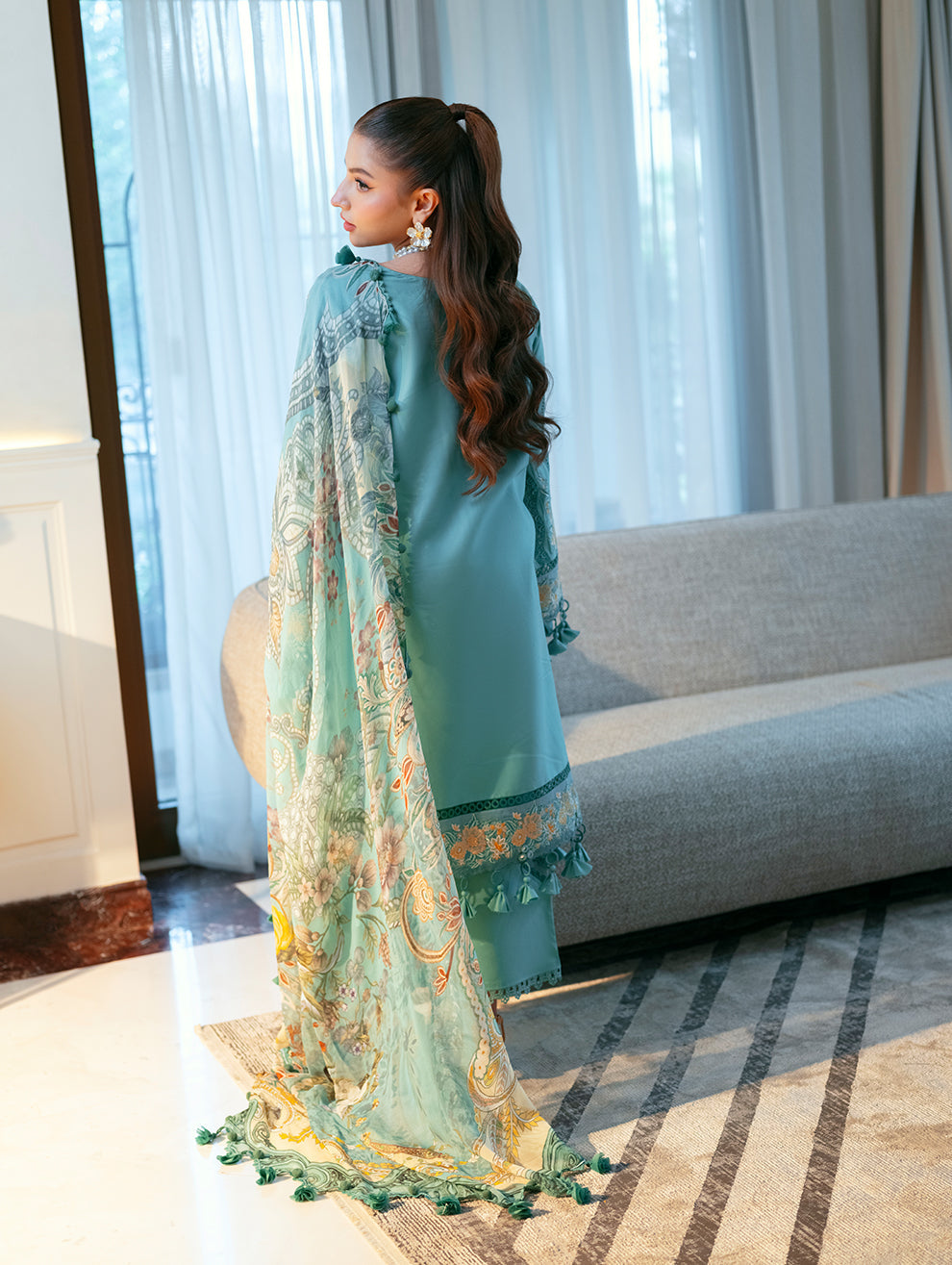 Jade Embroidered Lawn Suit – 3 Piece (Monarch Digital Printed Dupatta) MB-NRP-136