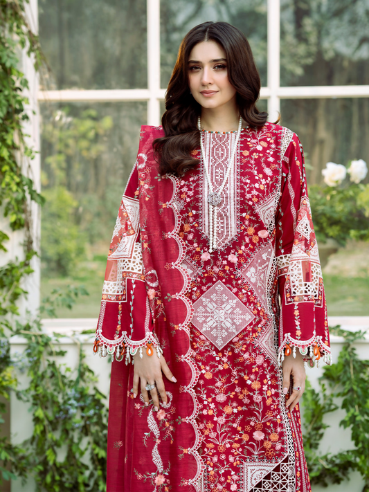 Bin Ilyas Chicken Kari Embroidered Lawn Suit – 3 Piece (Khaadi Net Dupatta) MB-NRP-146