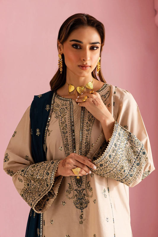 Embroidered Dhanak Suit – 3 Piece MB-NRP-056