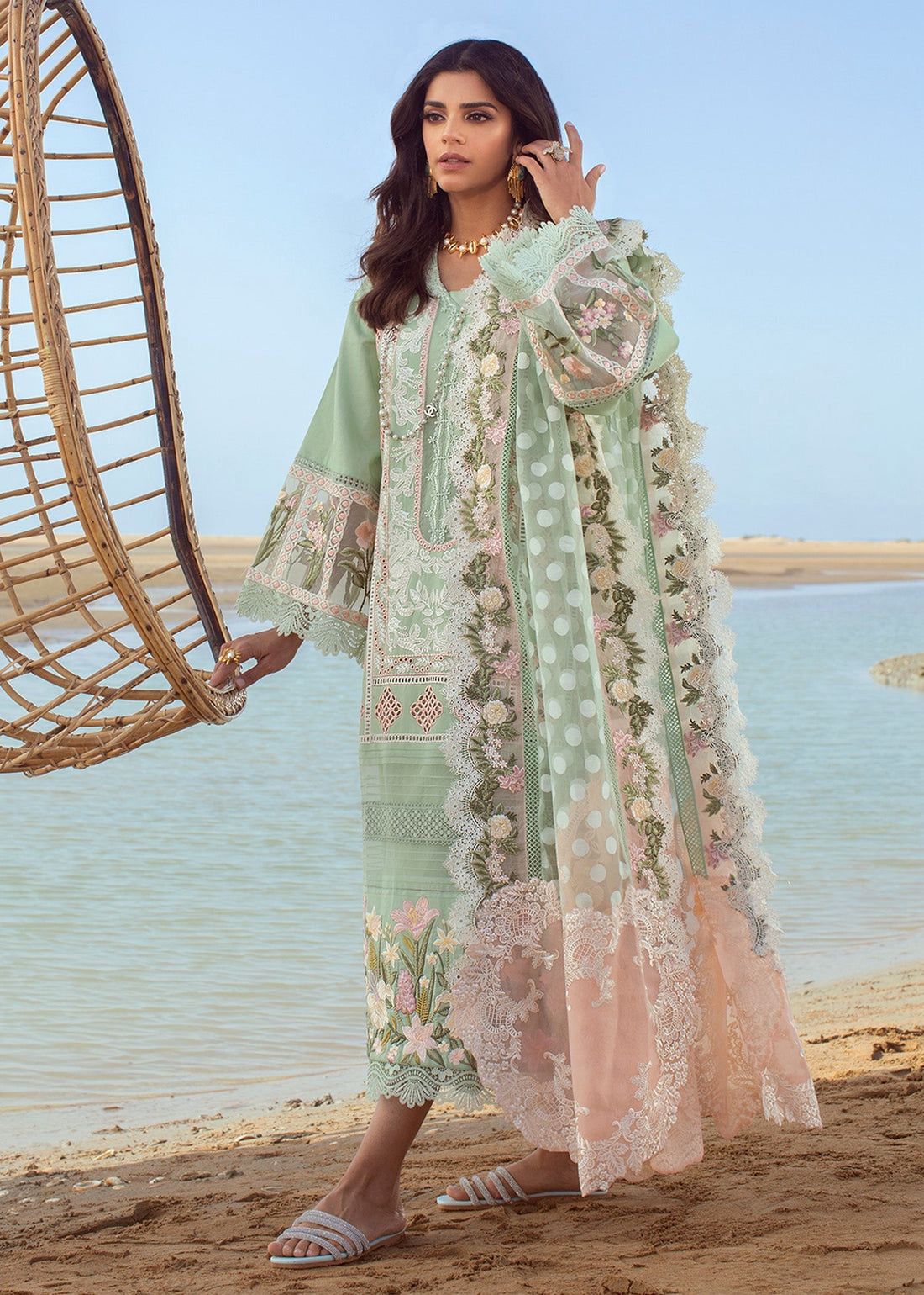 Premium Chikankari Lawn Cotton Suit – 3 Piece MB-NRP-159