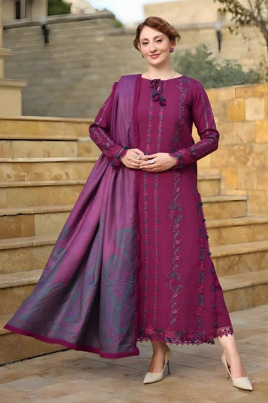 Embroidered Dhanak Suit – 3 Piece MB-NRP-005