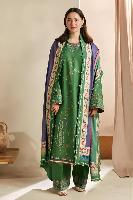 Embroidered Dhanak Suit – 3 Piece MB-NRP-006