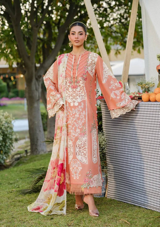 Luxury Embroidered Lawn Suit – 3 Piece (Printed Chiffon Dupatta) MB-NRP-004