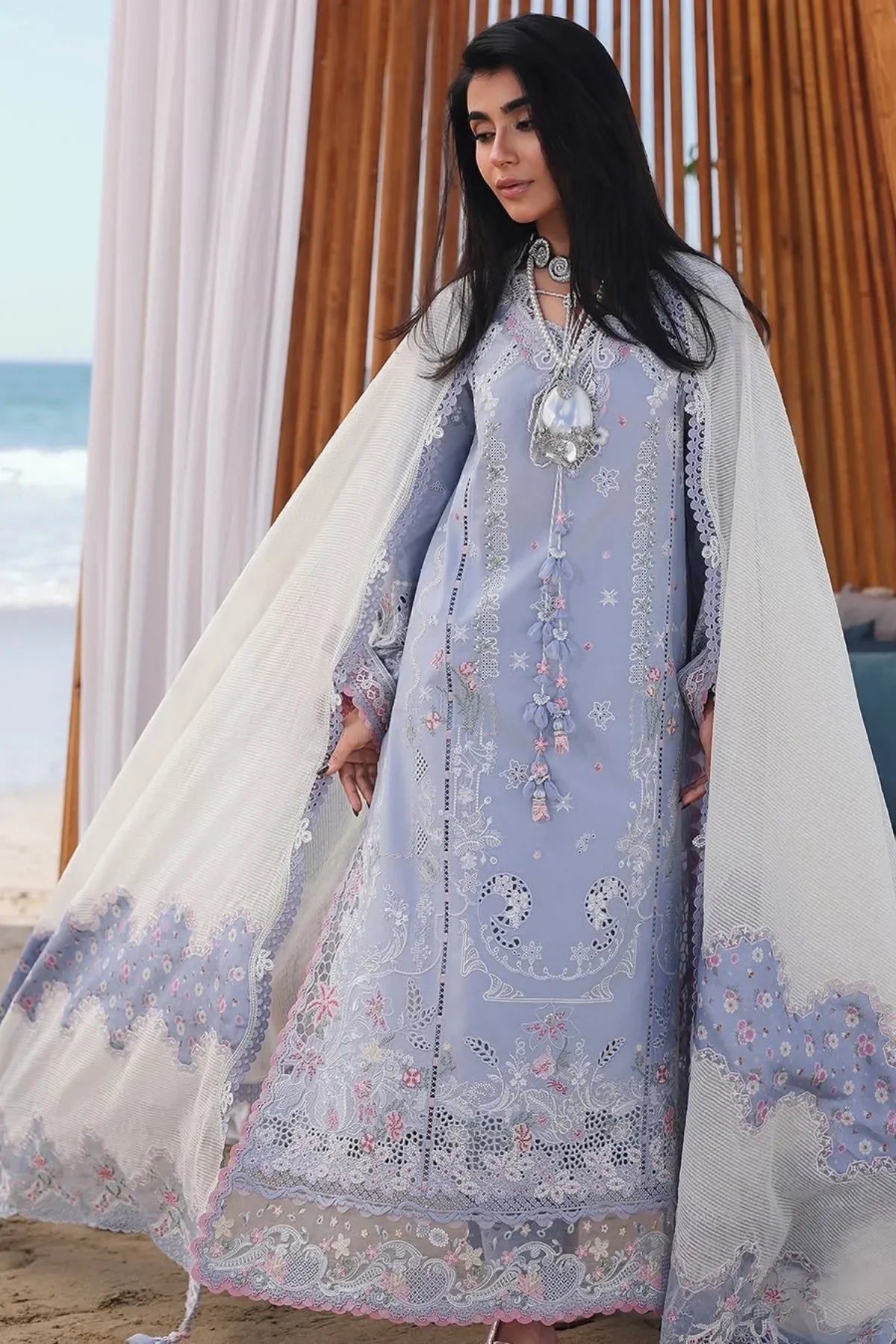Qalamkar Embroidered Lawn Suit – 3 Piece (Monark Dupatta) MB-NRP-087