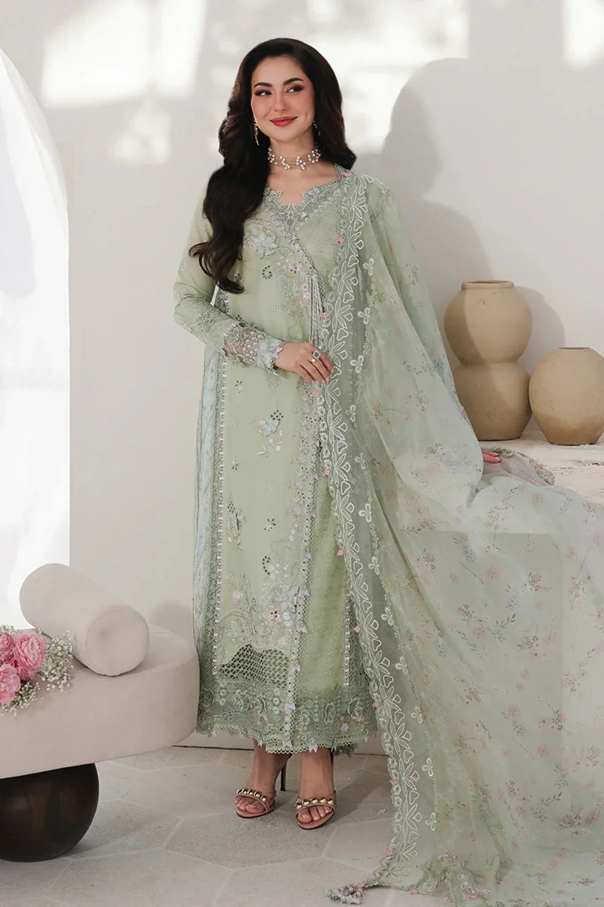Qalamkar Embroidered Lawn Suit – 3 Piece (Chiffon Dupatta) MB-NRP-093
