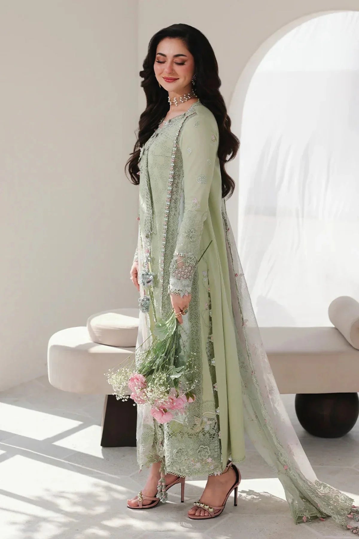 Qalamkar Embroidered Lawn Suit – 3 Piece (Chiffon Dupatta) MB-NRP-093
