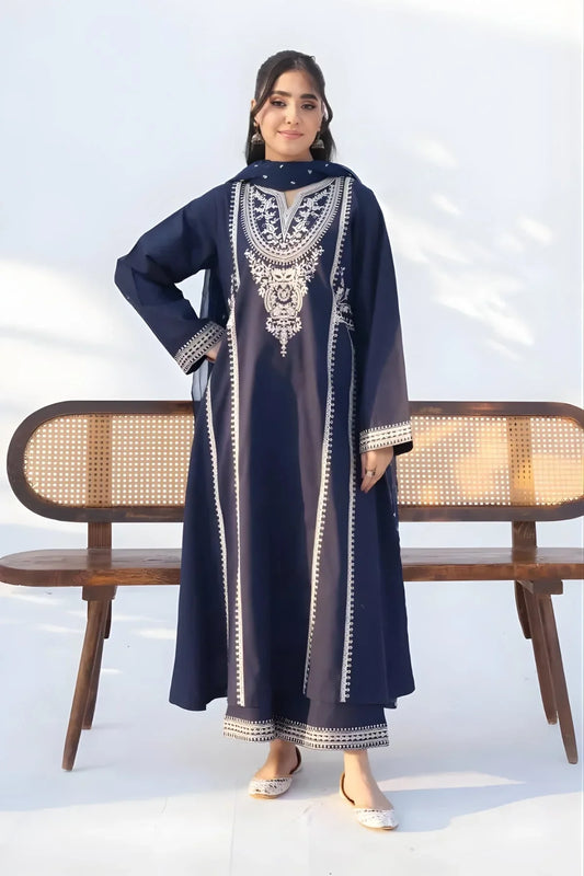 Rozana Embroidered Lawn Suit – 3 Piece (Chiffon Dupatta) MB-NRP-103