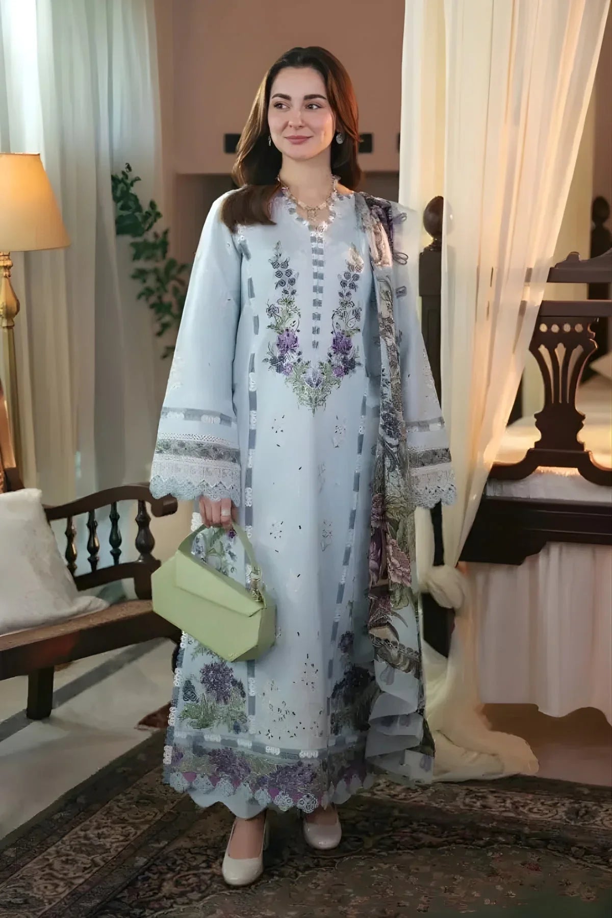 Jade Embroidered Lawn Suit – 3 Piece (Chiffon Dupatta) MB-NRP-107