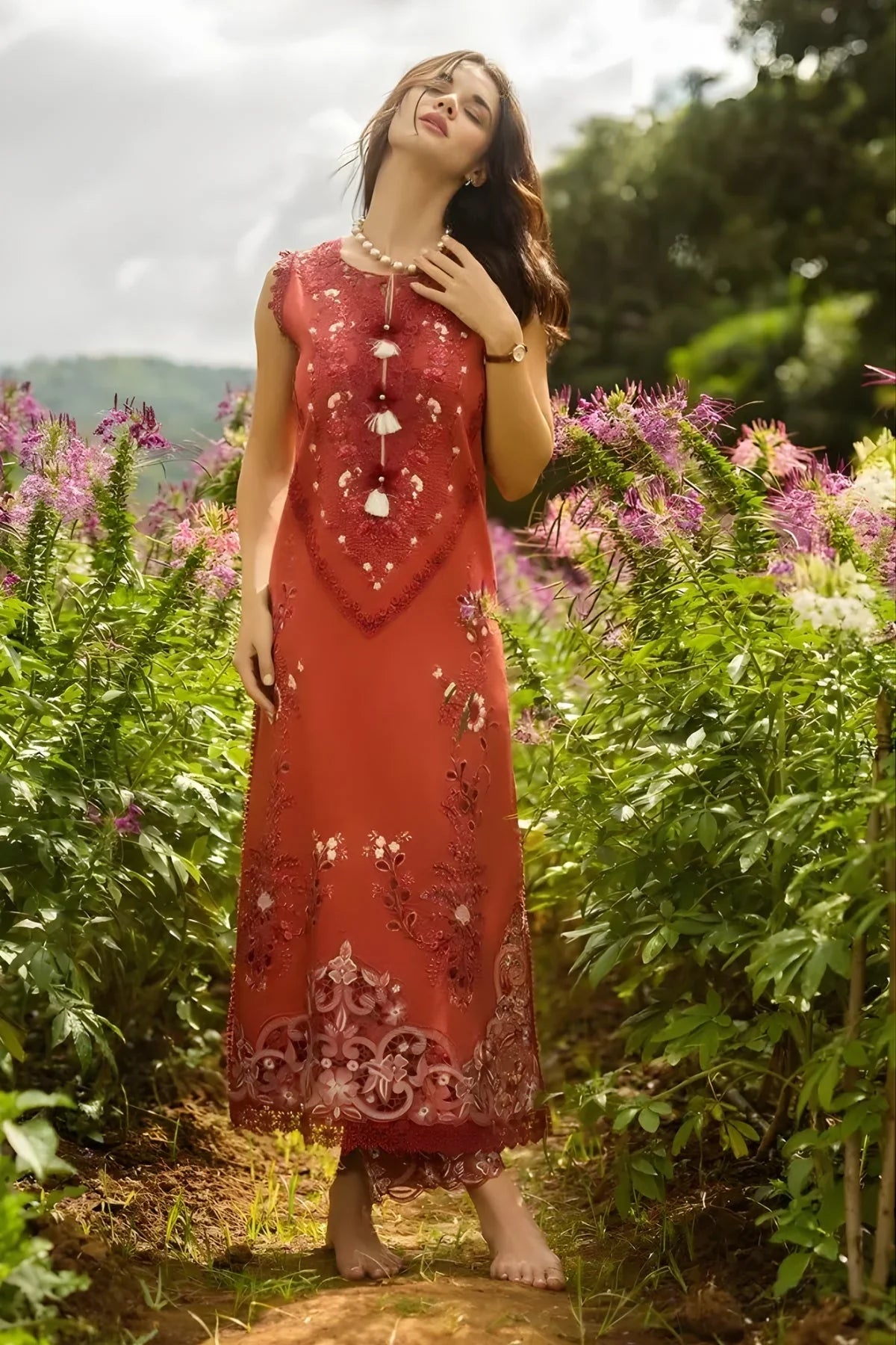 Mushq Embroidered Lawn Suit – 3 Piece (Silk Dupatta) MB-NRP-112