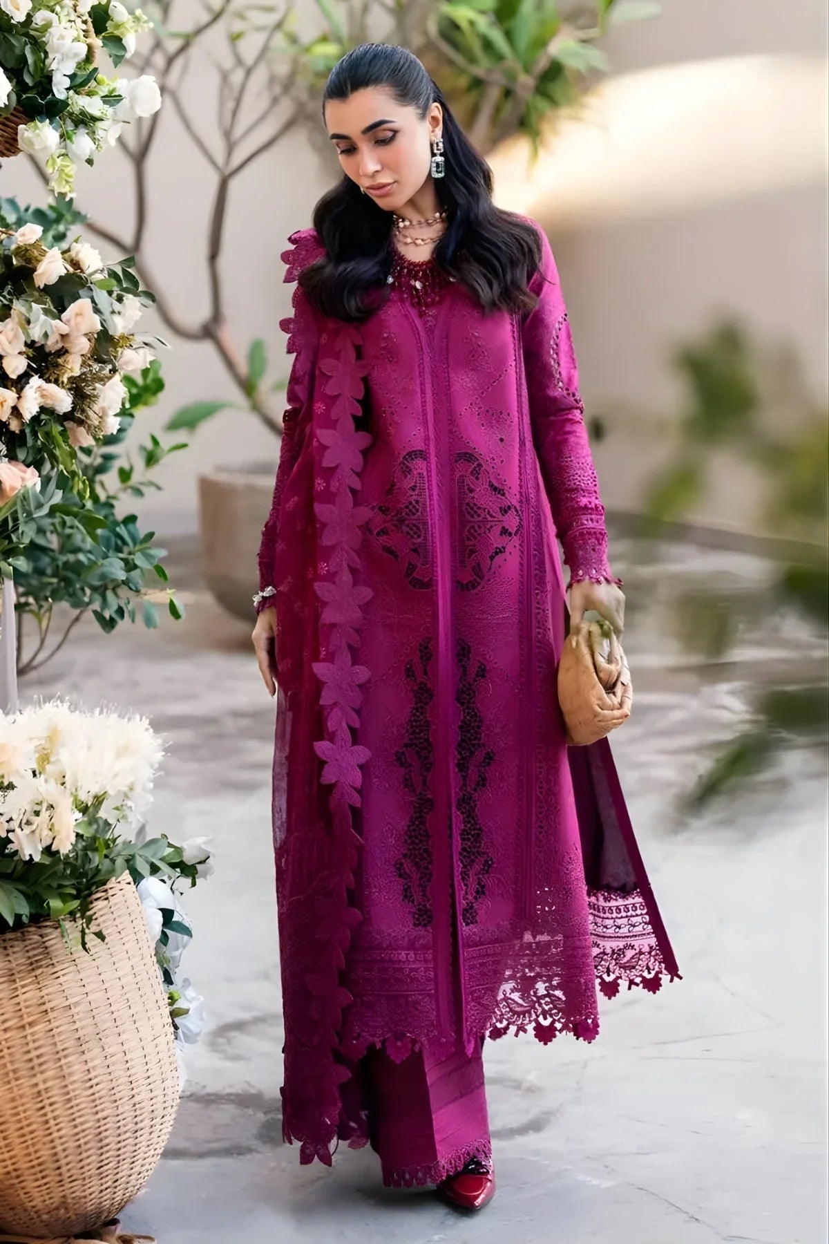 Embroidered Lawn Suit – 3 Piece (Slub Net Dupatta) MB-NRP-114