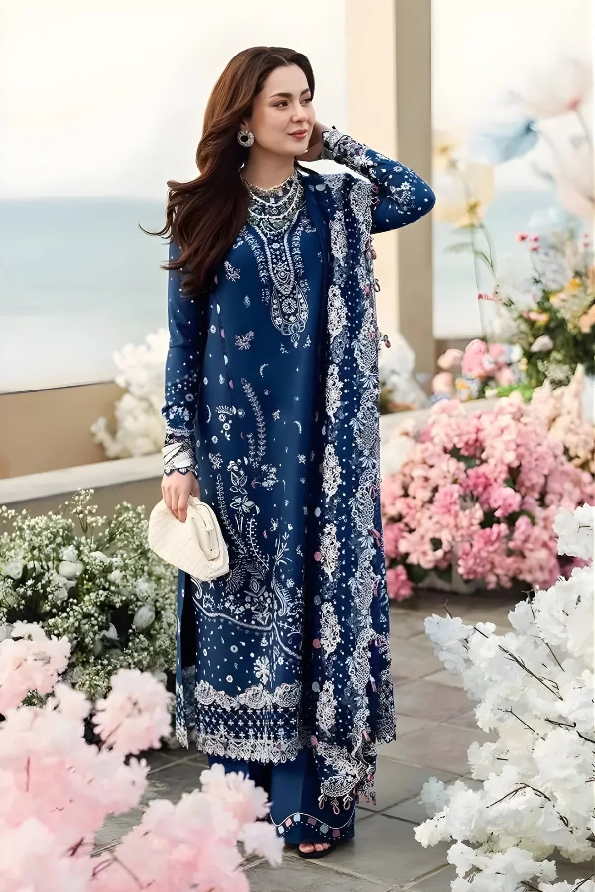 Embroidered Lawn Suit – 3 Piece (Slub Net Dupatta) MB-NRP-116