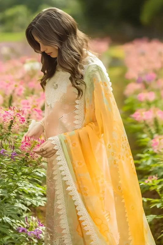 Mushq Embroidered Lawn Suit – 3 Piece (Printed Silk Dupatta) MB-NRP-118