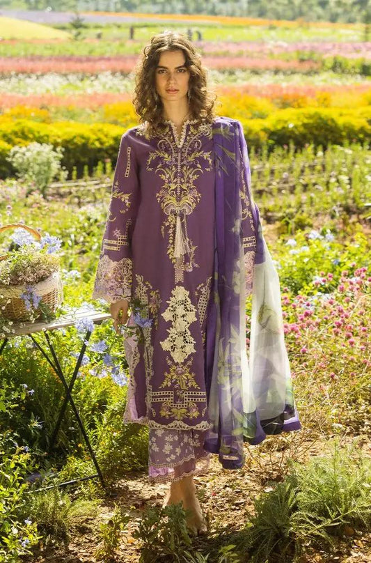 Mushq Embroidered Lawn Suit – 3 Piece (Printed Silk Dupatta) MB-NRP-119