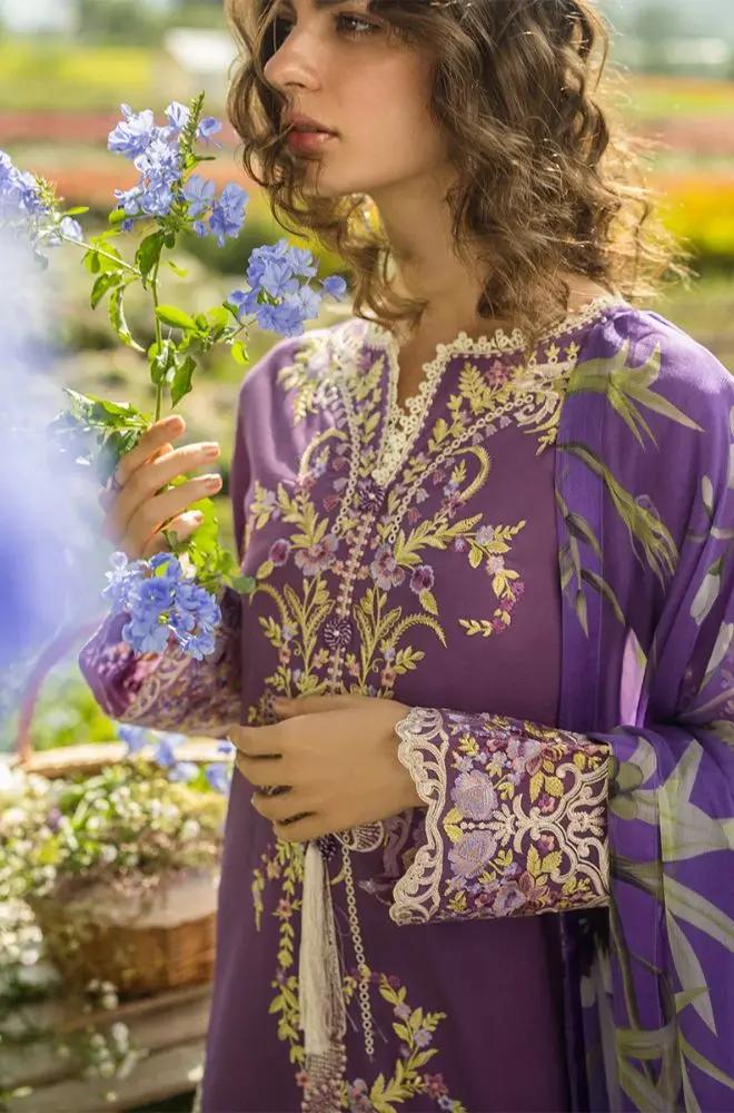 Mushq Embroidered Lawn Suit – 3 Piece (Printed Silk Dupatta) MB-NRP-119