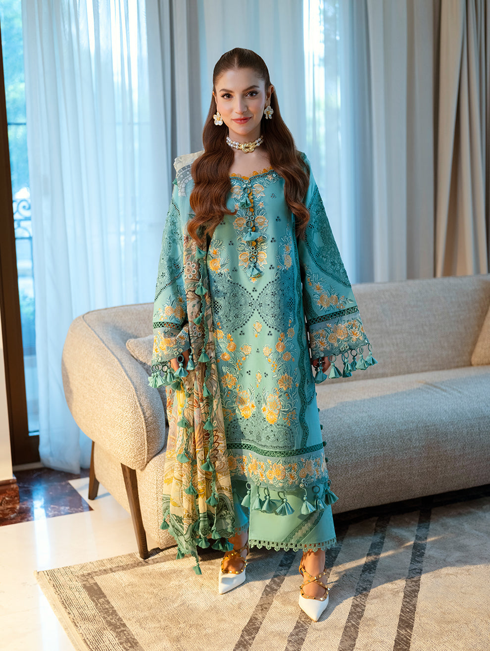 Jade Embroidered Lawn Suit – 3 Piece (Monarch Digital Printed Dupatta) MB-NRP-136