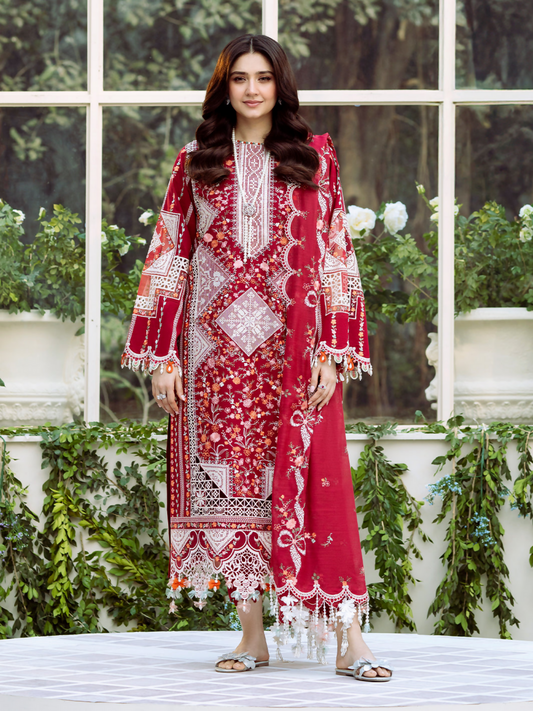 Bin Ilyas Chicken Kari Embroidered Lawn Suit – 3 Piece (Khaadi Net Dupatta) MB-NRP-146