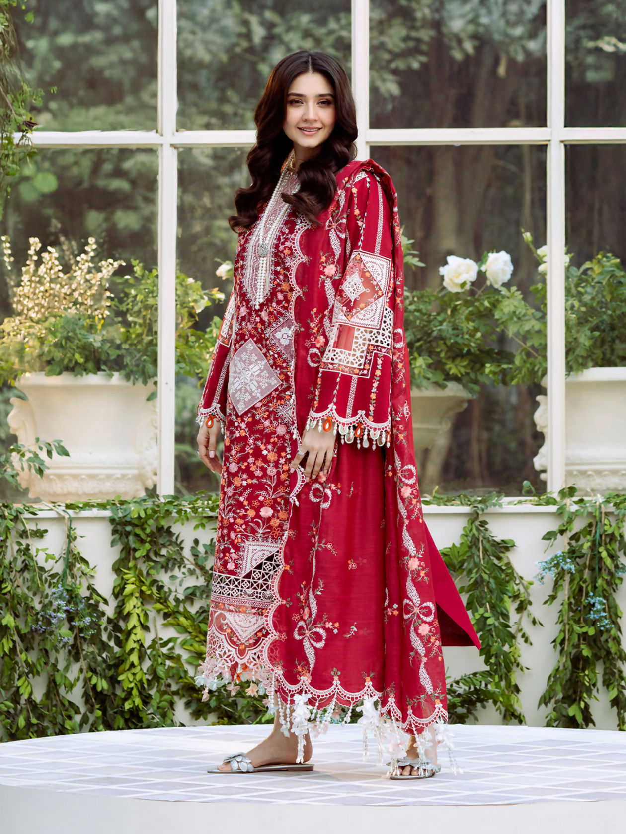 Bin Ilyas Chicken Kari Embroidered Lawn Suit – 3 Piece (Khaadi Net Dupatta) MB-NRP-146