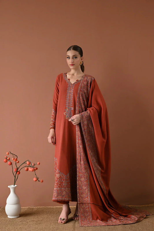 Embroidered Dhanak Suit – 3 Piece MB-NRP-081