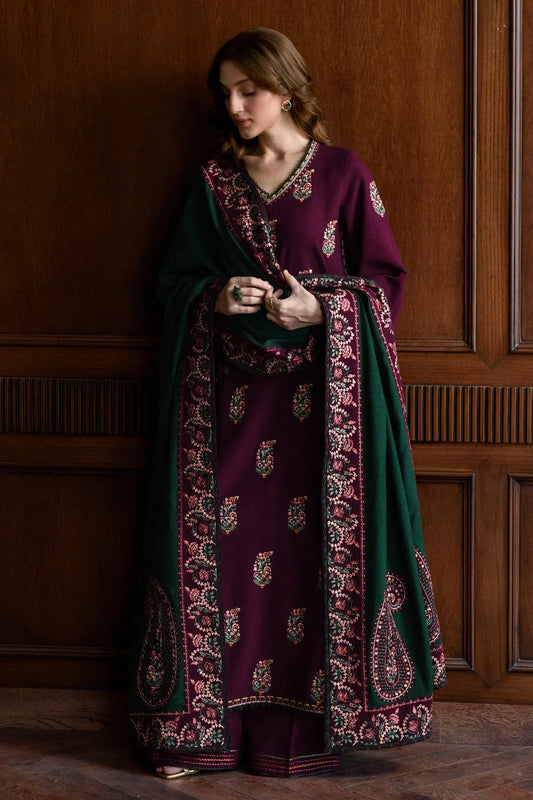 Embroidered Dhanak Suit – 3 Piece MB-NRP-080
