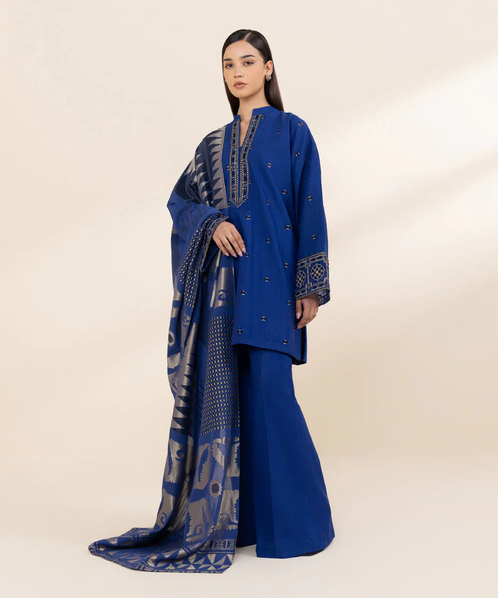 Embroidered Dhanak Suit – 3 Piece MB-NRP-079