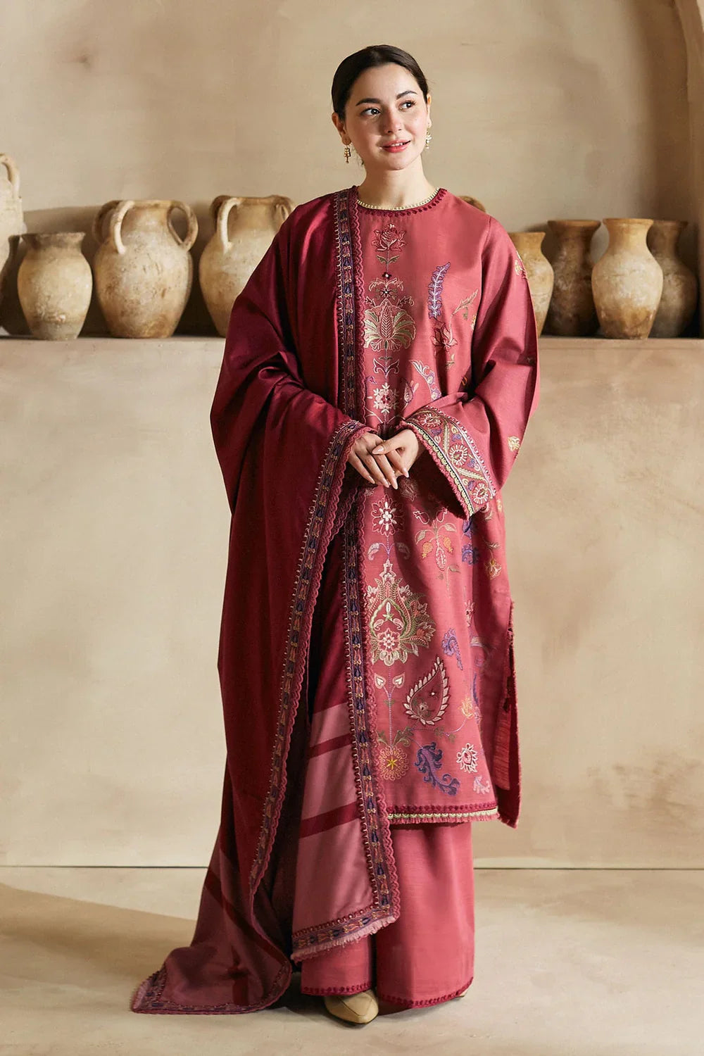Embroidered Dhanak Suit – 3 Piece MB-NRP-074
