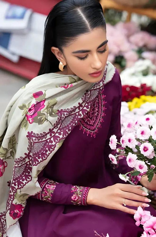 Embroidered Dhanak Suit – 3 Piece MB-NRP-071