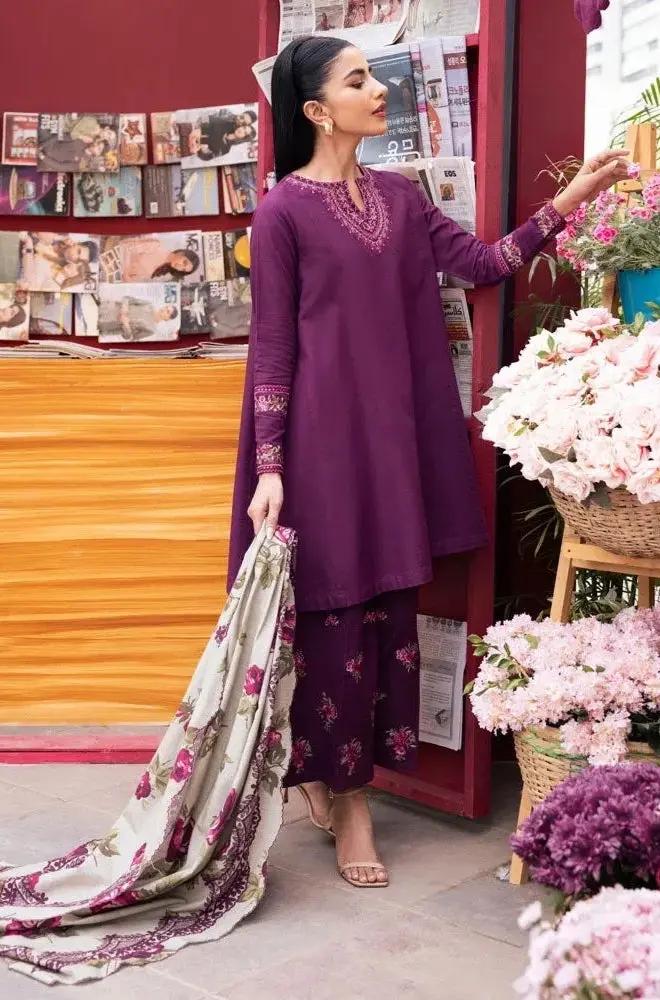 Embroidered Dhanak Suit – 3 Piece MB-NRP-071