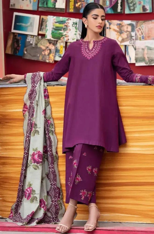 Embroidered Dhanak Suit – 3 Piece MB-NRP-071