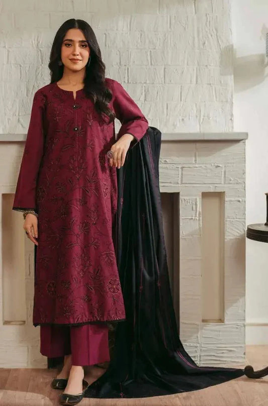 Embroidered Dhanak Suit – 3 Piece MB-NRP-070