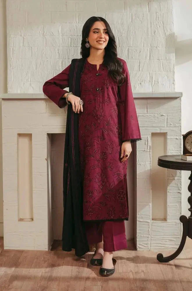 Embroidered Dhanak Suit – 3 Piece MB-NRP-070