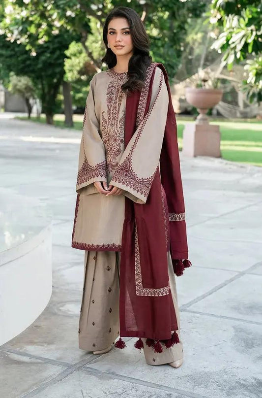 Embroidered Dhanak Suit – 3 Piece MB-NRP-069