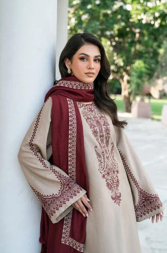 Embroidered Dhanak Suit – 3 Piece MB-NRP-069
