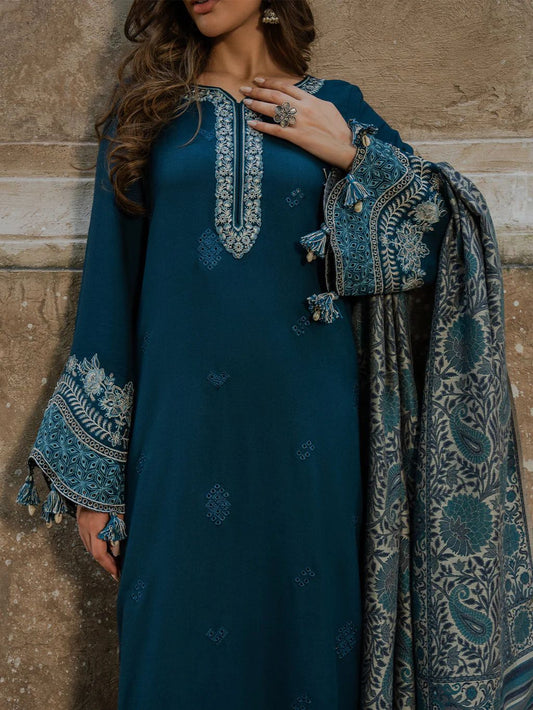 Embroidered Dhanak Suit – 3 Piece MB-NRP-060
