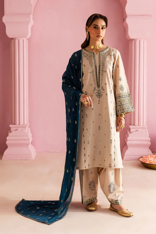 Embroidered Dhanak Suit – 3 Piece MB-NRP-056