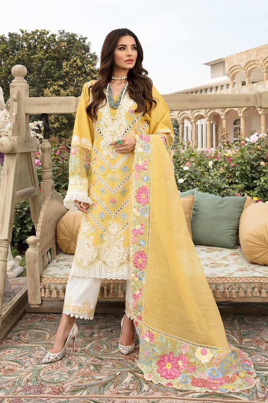 Cotton Schiffli Embroidered Suit – 3 Piece (Organza Embroidered Dupatta) MB-NRP-163