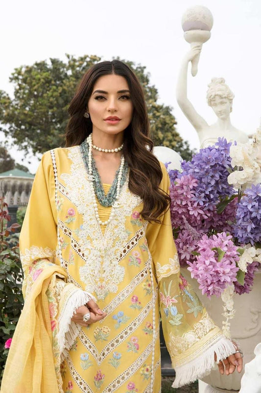 Cotton Schiffli Embroidered Suit – 3 Piece (Organza Embroidered Dupatta) MB-NRP-163