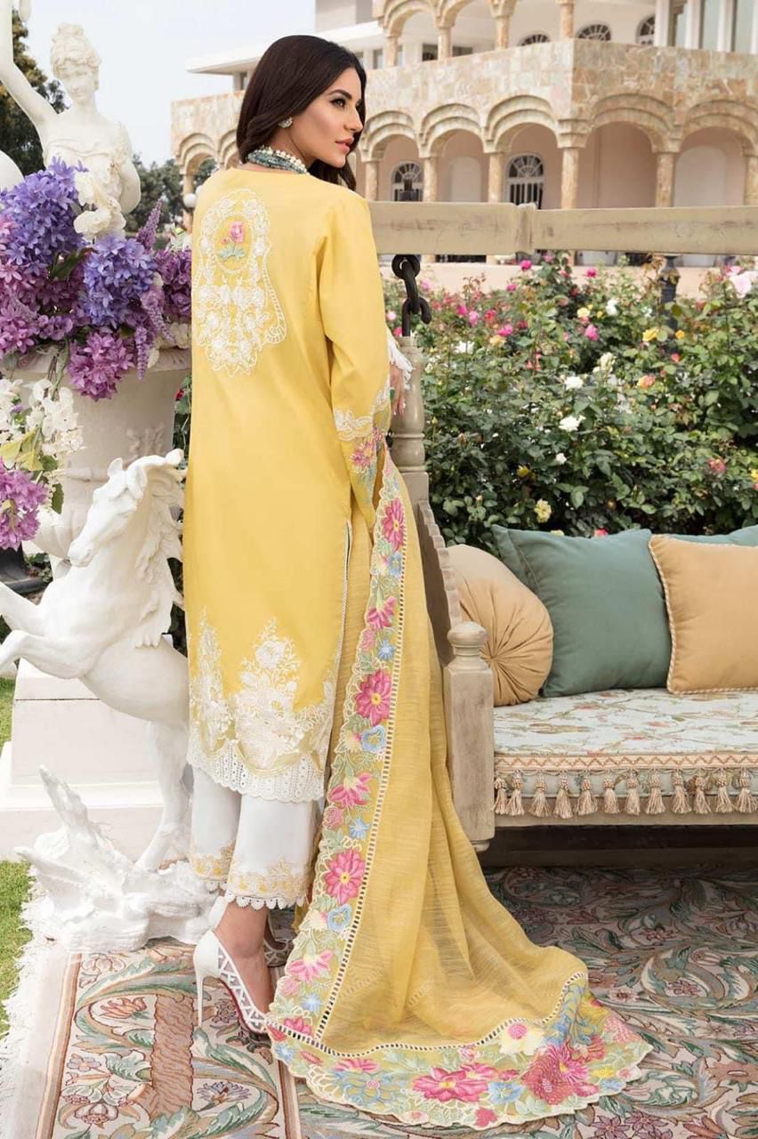 Cotton Schiffli Embroidered Suit – 3 Piece (Organza Embroidered Dupatta) MB-NRP-163