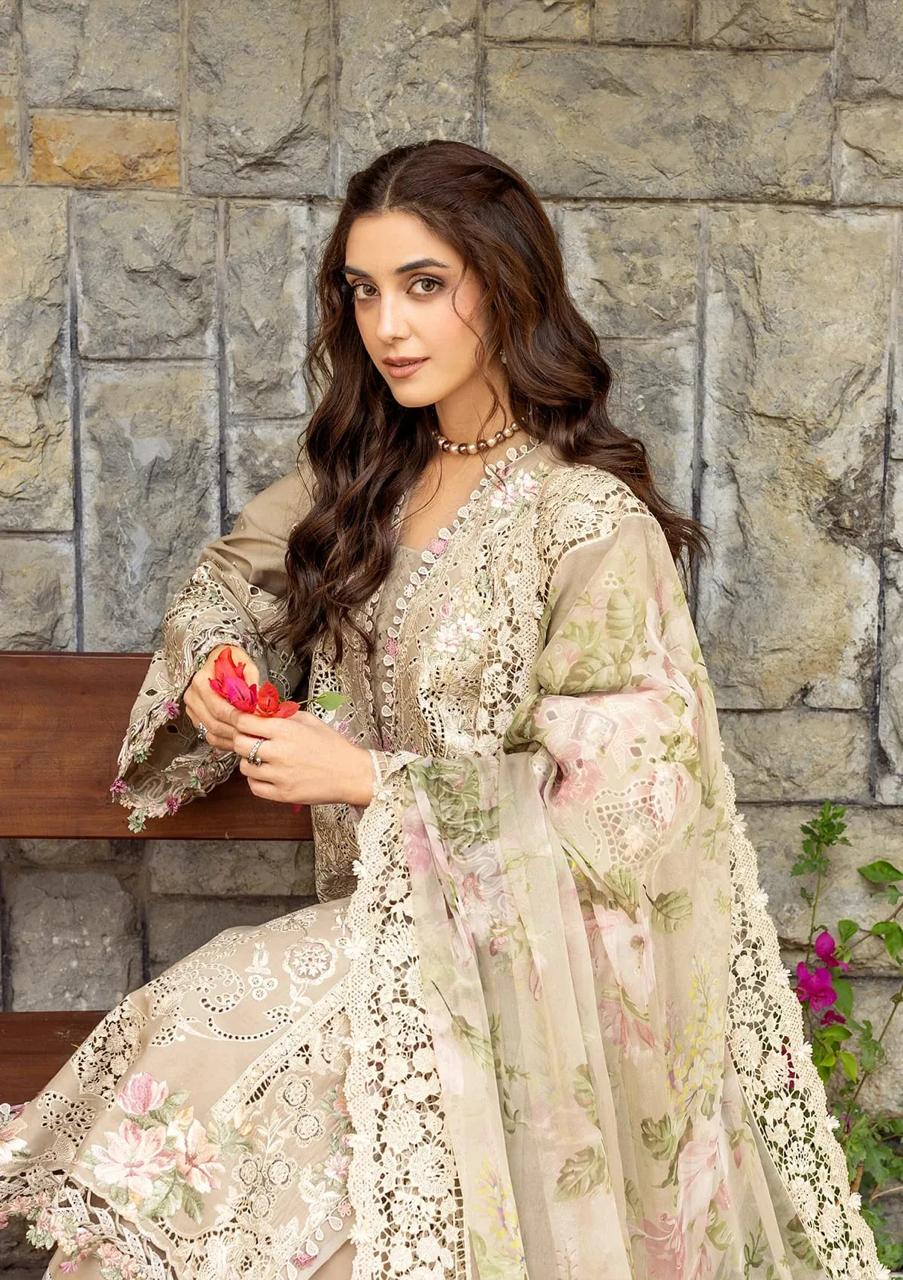 Chikan Embroidered Lawn Suit – 3 Piece (Chiffon Printed Embroidered Dupatta) MB-NRP-167