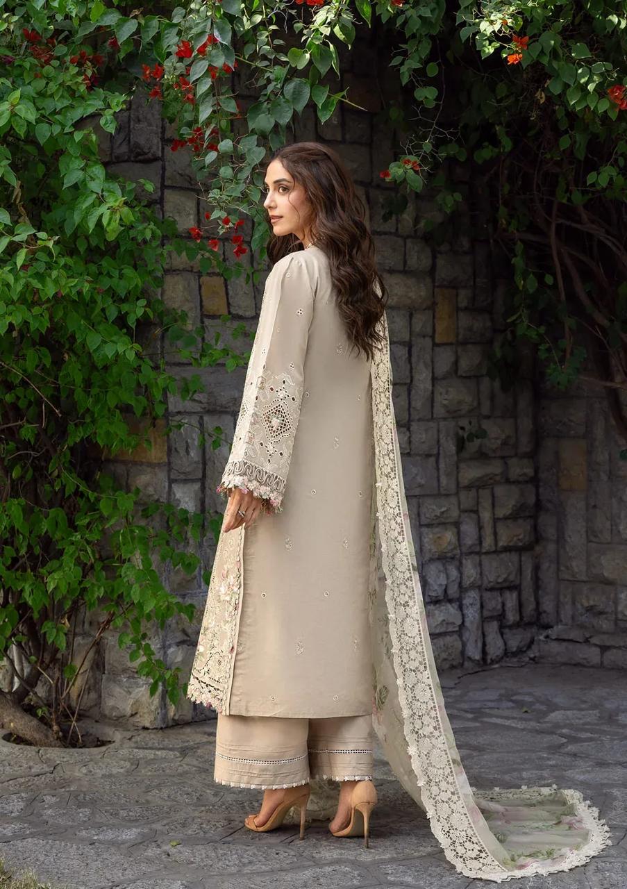 Chikan Embroidered Lawn Suit – 3 Piece (Chiffon Printed Embroidered Dupatta) MB-NRP-167