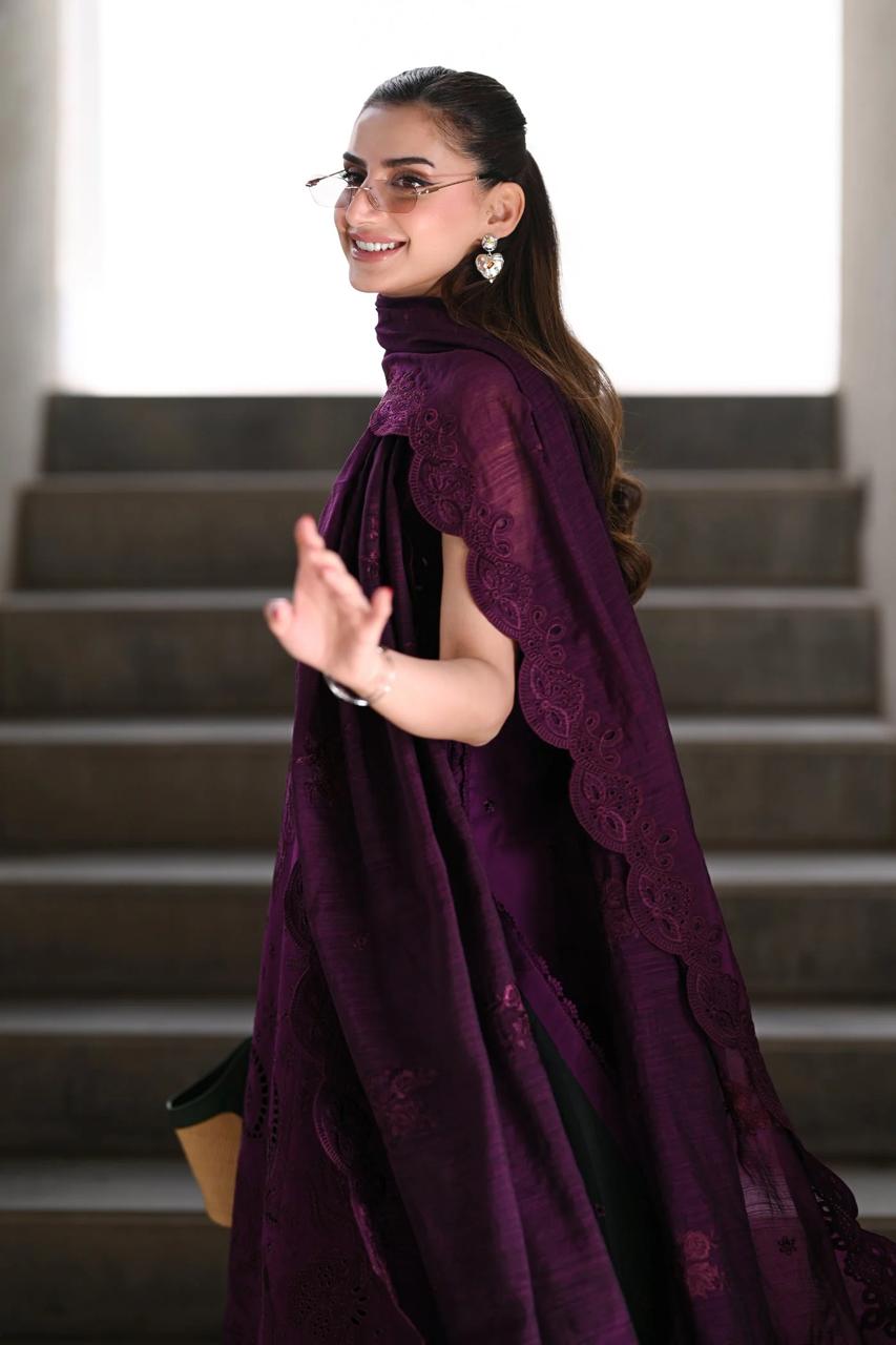 Chikan Embroidered Lawn Suit – 3 Piece (Khaddi Net Embroidered Dupatta) MB-NRP-168